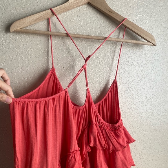 Free People Ruffled Tiered Tomato Tank M - Picture 7 of 10